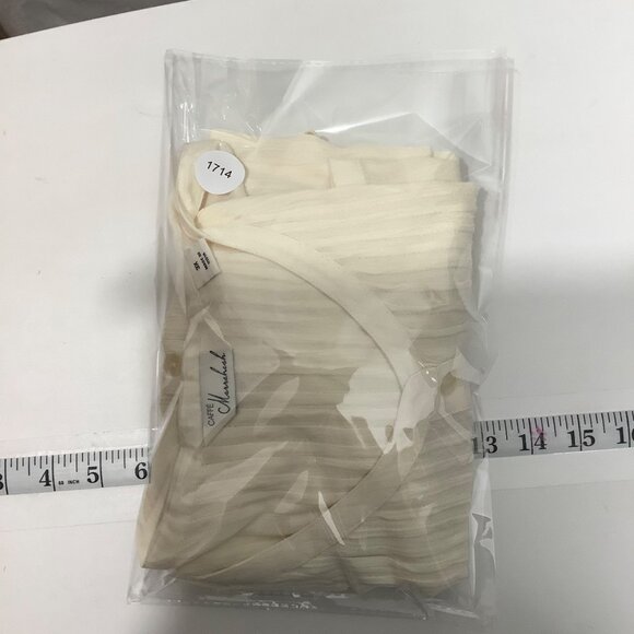 Caffe Marrakesh Pleated Button-Down Blouse Women 3X Ivory Short Sleeve India - Picture 8 of 8